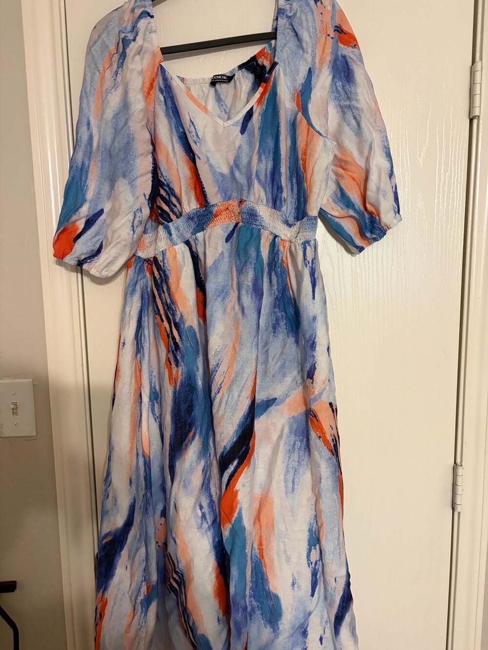 BloomChic Abstract Print Waist-Cinched Maxi Dress Size US 14-16
